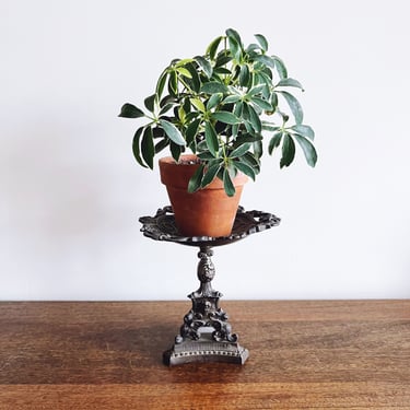 vintage metal pedestal plant stand 