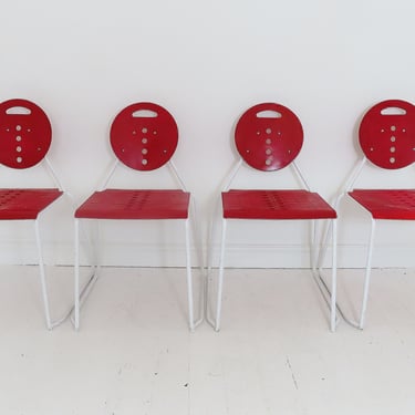 Set of 4 Italian Post Modern Charlie Dining Chairs By Carlo Bimbi & Nilo Gioacchini For Segis 