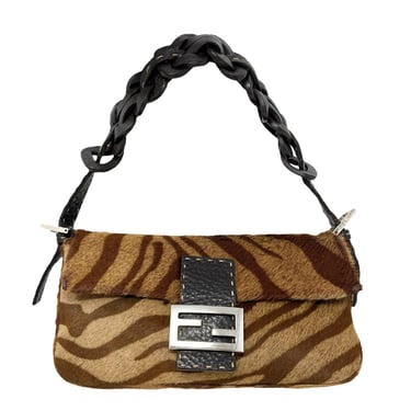 Fendi Brown Calfhair Selleria Baguette Bag