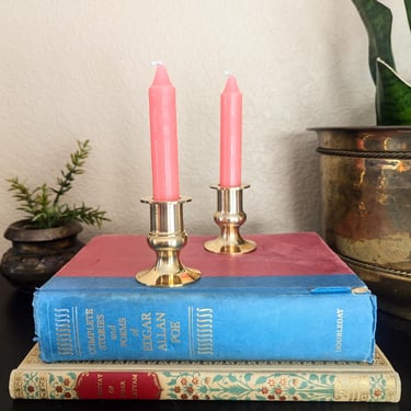 Pair of Minimalist Brass Taper Candleholders, Taiwan 