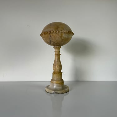 Art Deco Italian Carved Alabaster Domed Lamp 