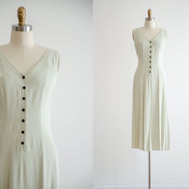 green midi dress | 90s vintage pastel sage sleeveless midi dress 