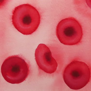 Red Blood Cells - original watercolor painting of erythrocytes 