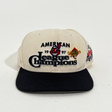 Vintage 1990's MLB World Seriers Cleveland Indians AL Champs Snapback Hat