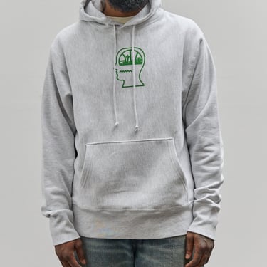 Brain Dead x Glasswing Seattle Logohead Hoodie, Heather Grey