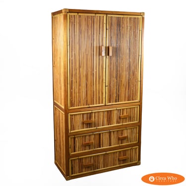 Vintage Coastal Pencil Reed Cabinet