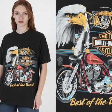 Vintage 1988 Harley Davidson T Shirt, Soft Black Best Of The Breed Tee, Mens Womens Single Stitch Motorcycle 50 50 Shirt 