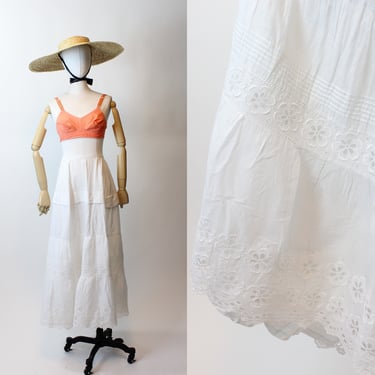 ANTIQUE edwardian EYELET cotton skirt all sizes | new spring summer 
