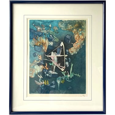 1976 Vintage ROBERTO MATTA Color Etching and Aquatint, The Pretenders (The Return of Ulysses) Edition of 100 