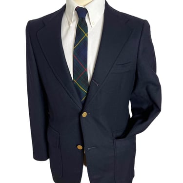 Vintage 1960s/1970s BROOKS BROTHERS University Shop Wool Flannel Navy Blazer 36 S ~ 3 Roll 2 ~ jacket / sport coat ~ Gold Buttons 