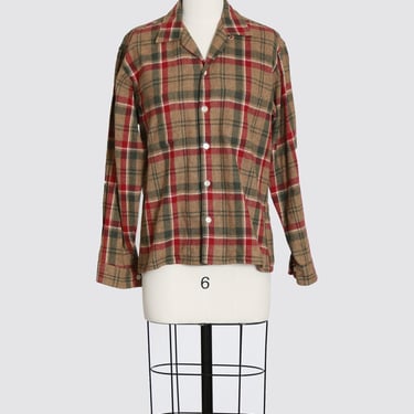 Vintage 70s Christmas plaid wool shirt 