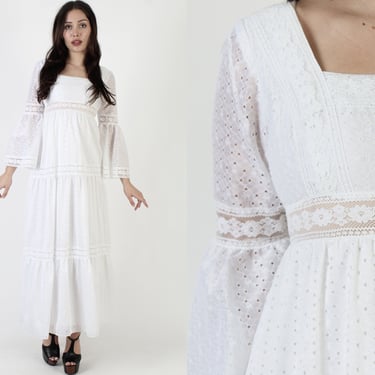 High Waisted Kimono Bell Sleeve Bohemian Wedding Maxi Dress 