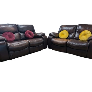 Brown Leather Electric Recliner Set