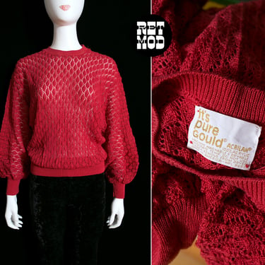 Fab Vintage 70s 80s Maroon Sweater with Balloon Sleeves by Pure Gould 