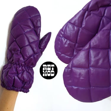 NWOT Cute Vintage 70s Purple Quilted Insulated Women's Mittens 