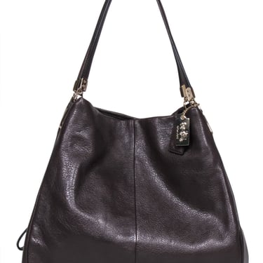 Coach - Dark Brown Pebbled Leather Shoulder Bag