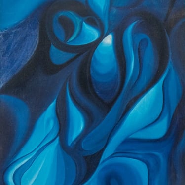Jorge Vargas Abstraction in Blue Oil on Canvas