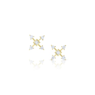 Pure Energy Post Earrings - 18k Gold + Diamonds