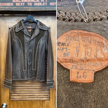 Vintage 1970’s NBL “North Beach” Whipstitch Hippie Rocker Leather x Suede Jacket, Rare, 70’s Vintage Clothing 
