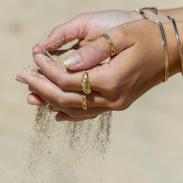 Gold Chain Ring, Gold Vermeil Ring, Gold Curb Ring, Gold Band Ring, Simple Ring, Statement Ring, Vermeil Gold Ring, Kealoha, Hawaii jewelry 