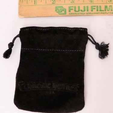90's CHROME HEARTS Black Suede POUCH Bag, Vintage, 1990's, Leather, Jewelry Dust Bag, Drawstring Authentic, Designer ,Y2K Small 