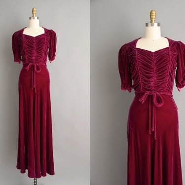 vintage 1930s dress | Rare Grape Silk Velvet Antique Dress  | XS - Small 