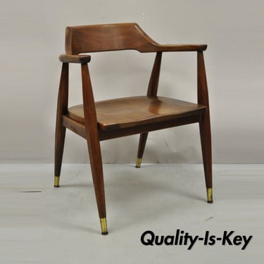 Gunlocke Mid Century Modern Walnut Office Desk Arm Chair