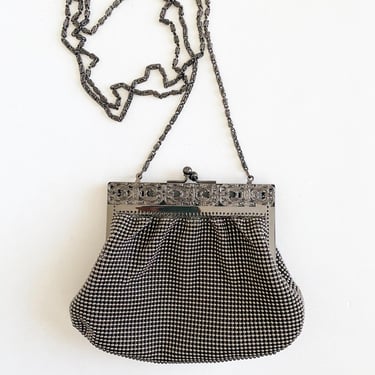 Vintage Whiting and Davis Dark Silver Beaded Purse 