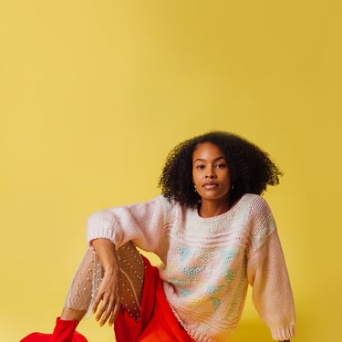 Vintage 80's Pastel Knit Sweatshirt | M