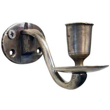 1780's Small English Georgian Brass Single Arm Candle Wall Bracket Sconce Fixture 