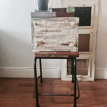 vintage wood distressed rustic floating nightstand or bread box or just a cool storage box 