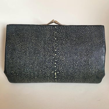Antique Art Deco 1930s Modernist Shagreen & Green Leather Clutch handbag purse Bauhaus style by BakeliteBa