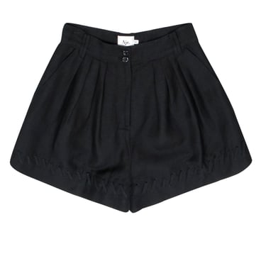 Aje - Black High-Waist Shorts w/ Braided Trim Sz 12
