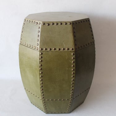 Faux Leather Studded Octagonal Table Storage Vintage 