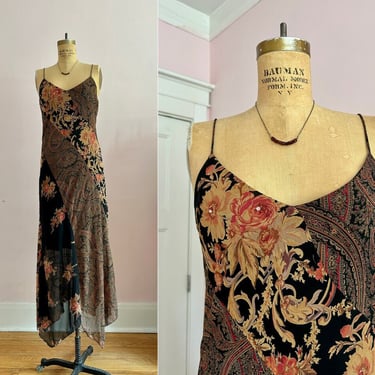 1990's Size 10 Sexy Floral Paneled Dress 