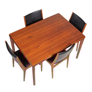 Narrow (47” x 33”) Danish Teak Expanding Dining Table w. Rounded Edges