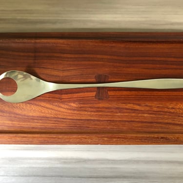 Vintage BAUER Denmark stainless steel serving spoon. Modernist 1960's Danish cutlery 