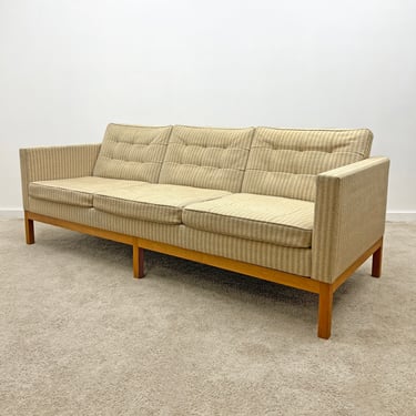 vintage mid century Gunlocke Knoll style long tuxedo sofa couch 