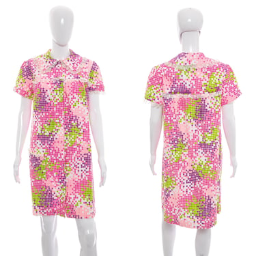 1960's Neon Polka Dot House Dress Size XXL