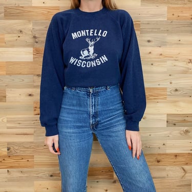 Montello Wisconsin Vintage Raglan Pullover Sweatshirt 