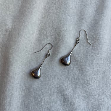 1990s Silver Drop Dangly Earrings E178
