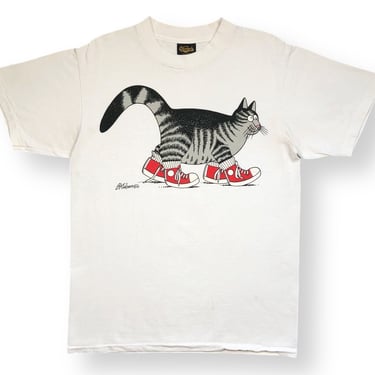 Vintage 80s/90s Changes Cat Wearing Sneakers Funny Art Portrait B Kliban Graphic T-Shirt Size Large 