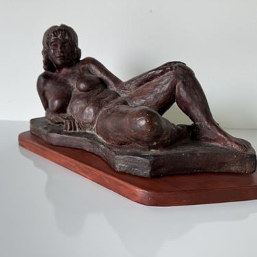 Vintage Terracotta  Reclining Lady Sculpture 