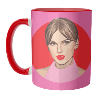 Mugs 'Red lips' by DOLLY WOLFE: Mug Colour Inner & Handle 11Oz - Red