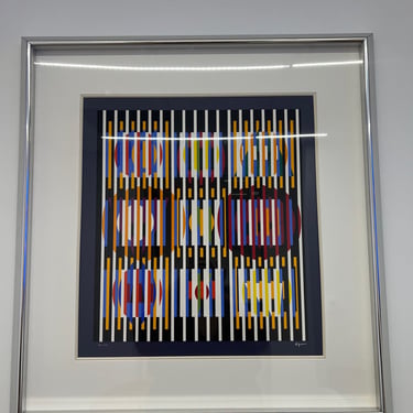 Mid 20th Century Yaacov Agam 'Vertical Midnight' Serigraph Print Signed SH265-38