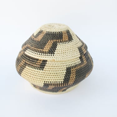 Woven African Basket with Lid 