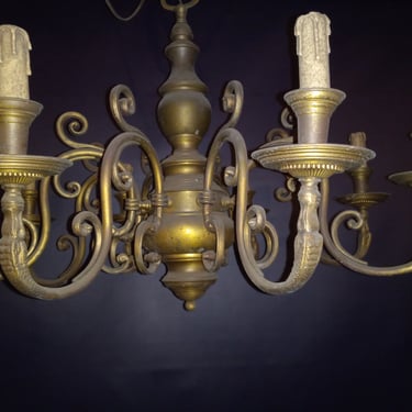 Vintage Brass Chandelier with Serpents