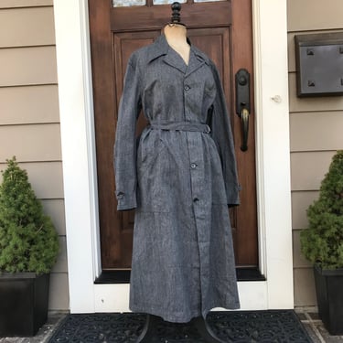 French Grey Marl House Coat, Chore Wear, Pockets, Belted, French Farmhouse, Mid Century 