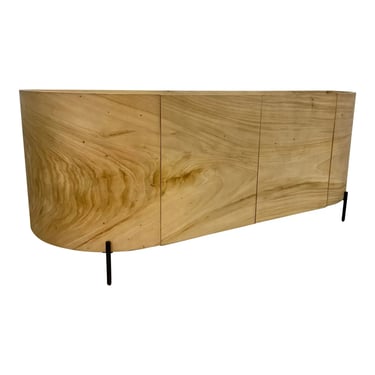 Organic Modern Curved Light Wood Sideboard