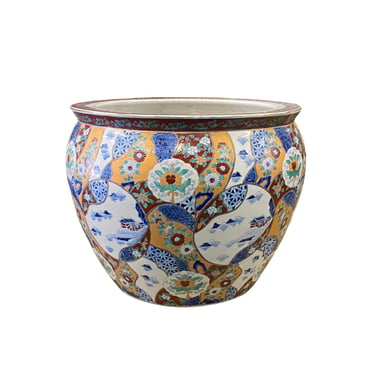 Oriental Vintage Porcelain Mixed Color Flower Graphic Pot ws2293E 